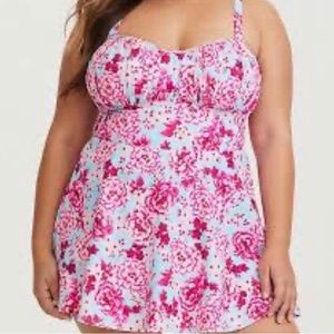 Torrid Size 1 Floral Swimsuit Dress Wireless BNWOT